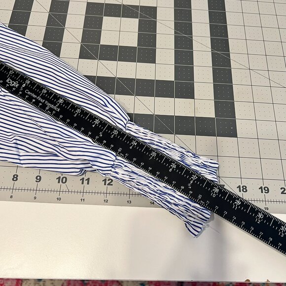Blue & White Oversized Pinstriped Smocked Button-Up Shirt (XL / 1X) SO PRETTY! - Picture 13 of 14
